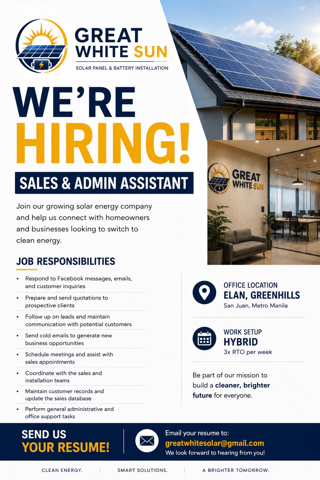 Great White Sun — We're Hiring: Sales & Admin Assistant